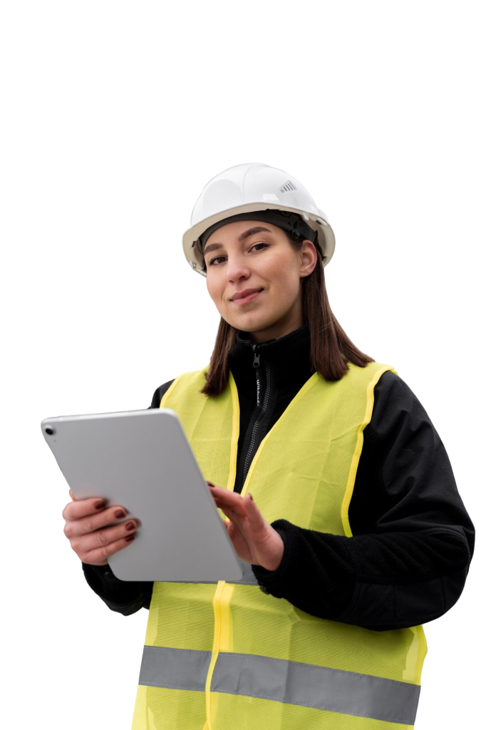 Clínica de Medicina e Segurança do Trabalho Cianorte 1 engenheiro sorridente de tiro medio segurando o tablet